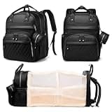 Astro alan Baby Diaper Bag Backpack with Changing Station, Waterproof Large Capacity Diaper Bag for Moms and Dads, Plant-Based Leather with USB Charging Port, Baby Gift for New Parents, Black
