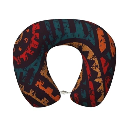Retro African Tribal Ethnic Print Travel Pillow Super Lightweight Portable Memory Foam U Shaped Neck Pillows Detachable