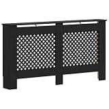 Favemtsl Radiator Cover Black 59.8 Inch, MDF Radiator Cabinet with Top Shelf for Living Room, Decorative Heater Cover Shield with Modern Patterned Slatted Design