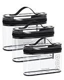 BAGSMART TSA Approved Toiletry Bag, 3 Pack Clear Makeup Cosmetic Bag Organizer, Quart Size Travel Bag for Toiletries, Carry-on Travel Accessories Essentials, Black-3pcs