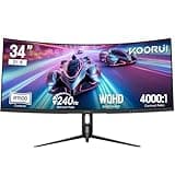KOORUI 34 inch Ultrawide Curved Gaming Monitor 240Hz, PIP/PBP, 3440x1440P, 21:9 Display, 1500R Curvature. 1ms, Adaptive Sync, DP, HDMI, Vesa amoun,Support PS5,Computer Monitor G3441XC