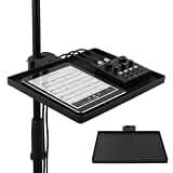 Mic Stands Tray with Phone Holder, 10.6" x 7.8" Large Microphone Stand Trays Shelf, Adjustable Non Slip Music Stand Accessory for Music Stand Live Streaming Karaoke (Only Mic Stands Tray)