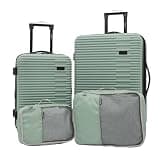 kensie Women's Hillsboro Luggage & Travel Bags Set, Green Granite, 4 Piece Set