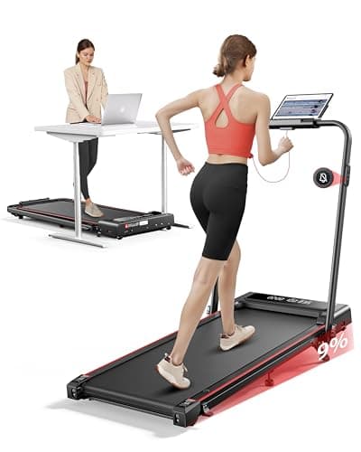 TOPUTURE Walking Pad Treadmill with Incline and Handle, Foldable Treadmills with Dual Display and Mute Control, Under Desk Treadmill for Home with App Bluetooth Folding Walking Pad for Small Space