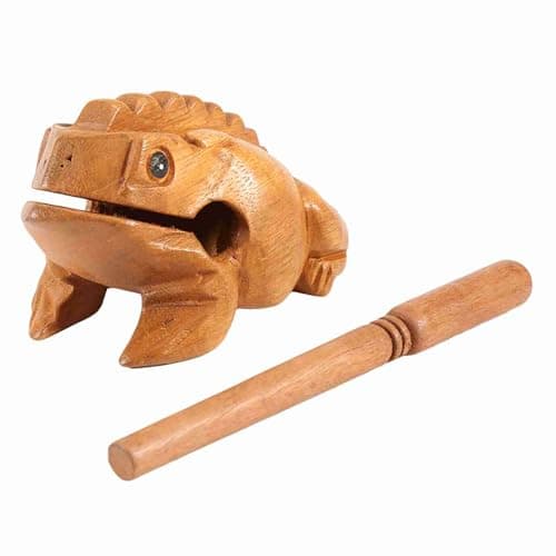Xyntor Wooden Lucky Amphibian Croaking Sound | Handcrafted Thailand Good Luck Animal for Home/Office Decor | Solid Wood Musical Instrument Desk Decoration | 5 Sizes, Present Ready (No. 4 12.7CM)