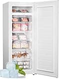 LESOGE Full-Size Upright Freezer with Single Glass Door, External Control Panel, Large Capacity Storage, Energy-Saving Design