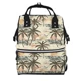 Pioyoku Vintage Tropical Palm Leaf (1) Print Diaper Bag Backpack -Multifunction Travel Baby Diaper Bag,Baby Bags For Girls Boys