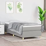 KFPOERTFGD Twin Size Upholstered Bed Frame, Modern Platform Bed with Durable Engineered Wood Support and Breathable Fabric, 13.8 Inch High Clearance, Light Grey