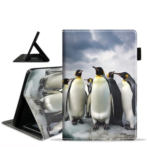 ZXHSBROK Case for Amazon Fire HD 8/Fire HD 8 Plus Tablet (12th/10th Generation, 2024/2022/2020 Release) - Slim PU Leather Stand Folio Cover with Card Slot & Auto Sleep/Wake, Penguin