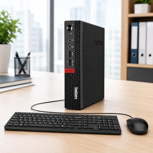 Lenovo ThinkCentre Mini Desktop Computer with AMD Processor & Graphics, 8GB DDR4 RAM, 512GB SSD, Windows 11, Wi-Fi, Bluetooth, 2X DisplayPort, RJ-45 Port, USB, for Daily Work, Wired Keyboard & Mouse