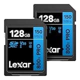 Lexar 128GB (2-Pack) High-Performance 800x PRO SD Card, UHS-I, C10, U3, V30, 4K, Up to 150MB/s Read SDXC Memory Card, for Point-and-Shoot & Mid-Range DSLR Cameras, HD Camcorders (LSD0800P128G-B2NNU)
