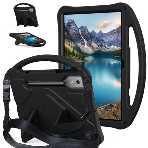 QYiiD Kids Case for Lenovo Idea Tab Pro 12.7 inch Case 2025 (TB373FU), Light Weight Shock Proof Protective with Convertible Handle Stand Shoulder Strap Kids Case for Lenovo 12.7'', Black