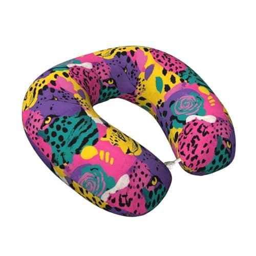 Coxfurio Animal Leopard (1) for Nest Neck Pillow Travel Essentials,Memory Foam Pillow,Support for Long Flights,Travel Accessories,Washable,Attaches to Luggage