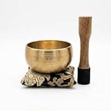 Merica Mall 3.50 Inches Tibetan Hammered Singing Bowl With Premium Wooden Mallet and Cushion| Brass Hammered Tibetan Singing Bowl for Meditation and Spiritual Healing