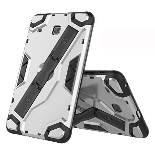 Galaxy Tab E 8.0 Case for Model SM-T377 (Does Not Fit Tab A 8.0 2019/2018/2017), PC + TPU 2-in-1 360° Shockproof Anti-Scratch Cover Shell Skin/Tough Armor/Handle/Kickstand-Silver