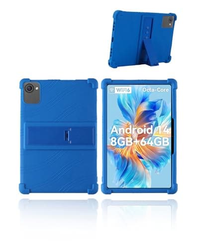 for ZOFYWNAS C10 Tablet 10 Inch Android 14 Tablets，Face ID Android Tablet Model Case,Soft Silicone Adjustable Stand Cover Lightweight Kids Friendly,Blue.