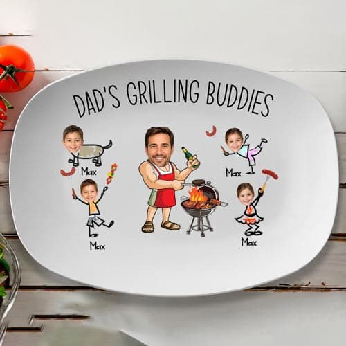 Famitrendz Customs Fathers Day BBQ Plate Personalized Grilling Plate Custom Dad Gifts Papa Gifts Grandpa Gifts Outdoor Grill Platter Custom Name Dish 1