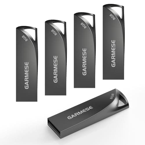 GARMESE 5 Pack 8GB USB Flash Drive, Metal Waterproof USB 2.0 Thumb Drive, Slim Durable Memory Stick with Keychain for PC, Laptop, Car, Smart TV