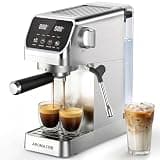 Aromaster 1400W Espresso Machine with Milk Frother, Stainless Steel