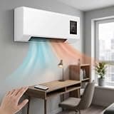 Smart Wall Mounted Mini Air Conditioner, 2-in-1 Cooling & Heating Fan, Quiet Portable Ac Heater with Remote Control & Timer for Bedroom, Kitchen, Office White