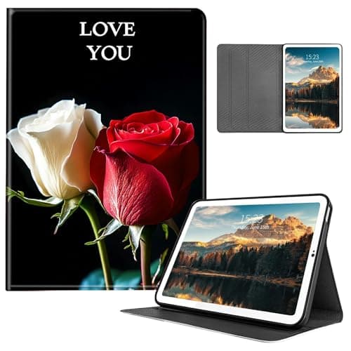 HEAKIERG Case for iPad Pro 13 Inch M5 8th Gen 2025/M4 2024 7th Generation, PU Leather Stand Shell Multiple Viewing Angles Shockproof Protective Cove for Woman Men, Red & White Roses