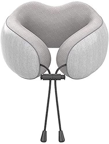 SMSOM Travel Pillow,Memory Foam Travel Pillow,Ultra Soft Comfortable Cushion for Neck Support,Super Lightweight Portable Headrest,Machine Washable,Great for Airplane,Car(Gray)