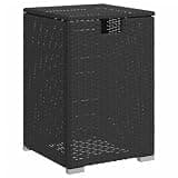 Propane Tank Cover Table Black 15.7x15.7x23.6 Inch Poly Rattan, Hideaway Storage for 19.8 lb Tanks, Hinged Lid Side Table with Hose Opening