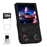 R36TMAX Retro Handheld Game Console, 4.0'' 720x720 IPS Screen, 64GB Supports 18000+ Classic Games, EmuELEC System Supports WiFi Networked Fighting&OTG,4000mAh with Portable Case（Black 64GB）