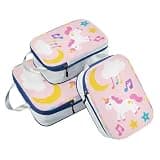 3 Set Packing Travel Bags 100% Polyester Storage Bags For Closets, Cute Cartoon White unicorns (3 Set)