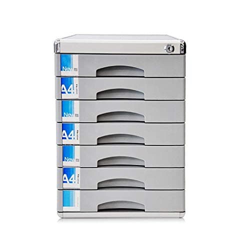 Locked File Cabinet, 7-Story Desktop File Storage Cabinet, Office Data Storage, Gray