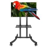 SDdPulse TV Stand Rolling Bracket, Heavy Duty TV Cart with Tray and Wheels, Tiltable Adjustable Height Display Trolley for 32" - 75" TVs, Easy to Assemble Beautiful Scenery