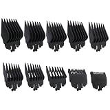 HOTIOGA 10-Pack Clipper Guards Set for Wa-hl, Hair Clipper Guides Cutting Combs 1/16" to 1" Fit for Hatteker RFC676/RFC686/RFC696/Haokry P-28900 - Black