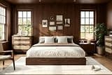 ELETHEBIA Queen Size Wooden Platform Bed Frame, Low Profile No Headboard, Wood Slat Support, No Box Spring, Easy Assembly for Apartment Bedroom, Walnut