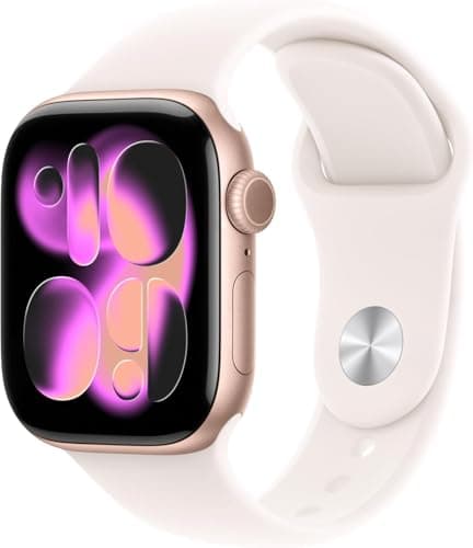 Apple Watch Series 11 [GPS + Cellular, 46mm] Rose Gold Aluminum Case with Light Blush Sport Band, M/L (Renewed Premium)