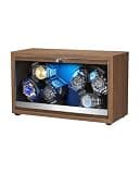 GLOKUUCA Watch Winder 6 with LED and Super Quiet Motor 4 Rotating Modes, Wooden Watch Storage Case Watch Shaker with USB Cable Gift (Black Walnut)