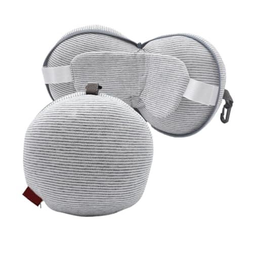 pureza 2-in-1 Portable Neck Pillow with Sleeping Mask - for Airplane & Office Use(Light Gray)