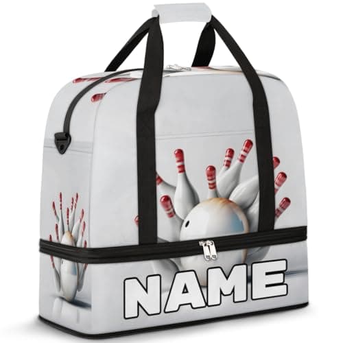 Obtravar Bowling Ball Custom Foldable Duffle Bag with Shoes Compartment Personalized Large Capacity Waterproof Travel Weekender Bag Overnight Bag for Sports Gym