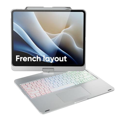doqo iPad Air 13 M3/M2,Pro 13 (M4),Pro 12.9 (6th/5th/4th/3rd Generation) 360 Rotating Keyboard Case with Touchpad and Backlight 7 Colors