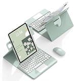 QYiiD TouchPad Keyboard Case for iPad 9/8/7th Gen, 10.2 inch, 360° Rotating Magnetic Cover with Pencil Holder, Multi-Touch Trackpad, 7 Colors Backlit Wireless Keyboard Case for iPad 10.2 inch, Green