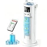 Portable Air Conditioners, 120 °rotating tower fan, portable AC for 3 wind speeds,Storm mode, 8H timing, Evaporative Air Cooler with remote control,750ML water tank, spray,cooling fan for home - white