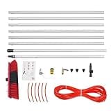 NOEUKDSSO Water Fed Pole Kit Solar Panel Cleaning Kit with 180° Rotatable Brush Head, Window Cleaning Pole with Automatic Outlets for High-Window Cleaning, Solar Panel, Household Cleaning