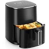 Sweetcrispy 6QT Air Fryer with Window, Square Airfryer Oven 12-in-1 for Family, 400°F Rapid Air Crispy Technology, Roast Bake Dehydrate, Nonstick & Easy-Clean Basket, Black