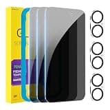 PEHAEL 3+3 Pack for iPhone 16 Plus Privacy Screen Protector with Camera Lens Protector Full Coverage Anti-Spy Tempered Glass Film 9H Hardness Easy Installation Bubble Free [6.7 inch]