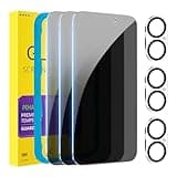 PEHAEL 3+3 Pack for iPhone 16 Plus Privacy Screen Protector with Camera Lens Protector Full Coverage Anti-Spy Tempered Glass Film 9H Hardness Easy Installation Bubble Free [6.7 inch]