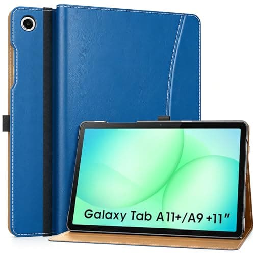 MoKo Case for Samsung Galaxy Tab A11+/ A11 Plus/ A9+/ A9 Plus 11-Inch 2026/2024, PU Leather Multi-Angle Folio Stand Cover with Hand Strap, Pocket, Auto Wake/Sleep, Abyss Blue