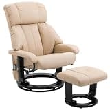 Geelife Massage Recliner Chair with Ottoman - Wood Beige - Manual Reclining - Living Room, Bedroom, Entertainment Room - Relax & Recharge