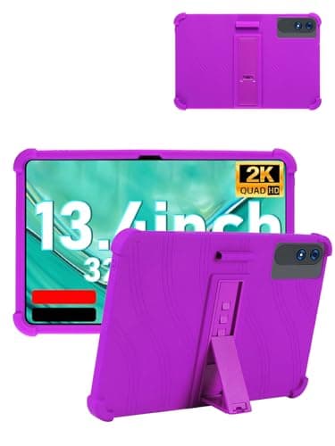 for JJGJ P90 (13.4 Inch) Android 16 Tablet Protective case, Shockproof Lightweight Silicone Protective Cover with Stand, Child-Friendly Protection, Easy to Clean Design, Purple.