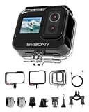 SVBONY SVGo 4K30FPS 20MP Action Camera, Dual Lens Underwater Camera, 6-Axis EIS Stabilization, 8X Zoom, Dual IPS Screen,100FT Waterproof with Case, Pre-Recorded for Vlogging,Snorkling,Camcorders