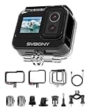 SVBONY SVGo 4K30FPS 20MP Action Camera, Dual Lens Underwater Camera, 6-Axis EIS Stabilization, 8X Zoom, Dual IPS Screen,100FT Waterproof with Case, Pre-Recorded for Vlogging,Snorkling,Camcorders