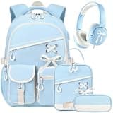 DIGOBAY Ribbon Backpacks with Headphone Blue